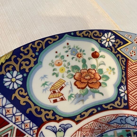 Japanese Imari Ware Porcelain Ceramic Plate Floral Design Collectible -Vtg! - Picture 5 of 17